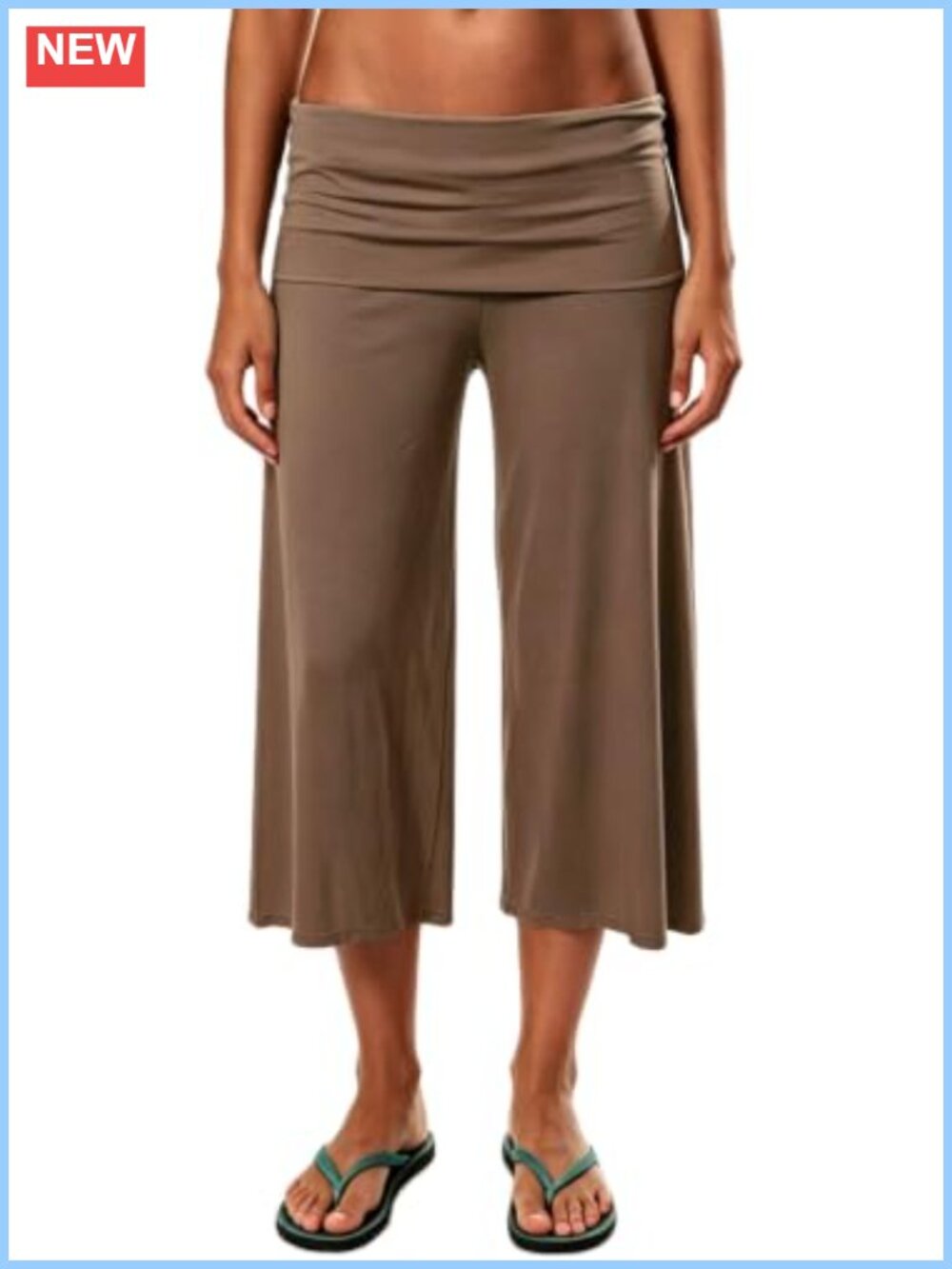 Fold Over Wide Leg Gaucho Capri Pants for Women Y2K